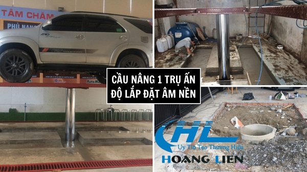 lắp đặt cầu nâng 1 trụ rửa xe ô tô âm nền