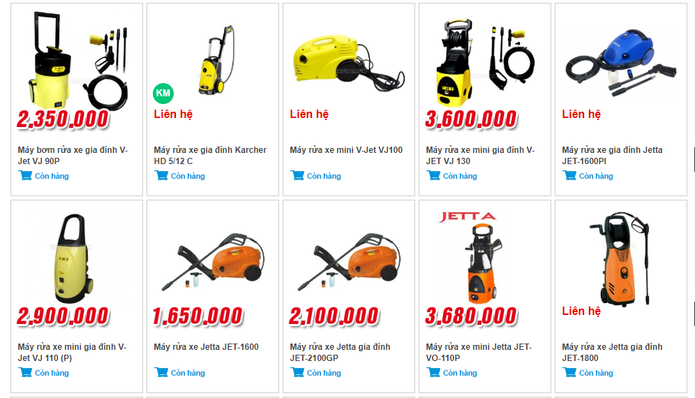 Một số sản phẩm máy rửa xe nổi bật tại Yên Phát