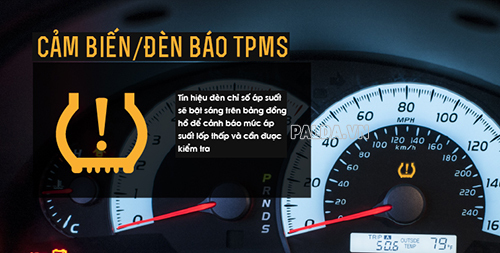 Tín hiệu đèn chỉ số áp suất bật sáng trên đồng hồ xe ô tô