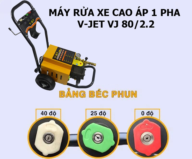 máy rửa xe cao áp 1 pha V-Jet VJ80/2.2