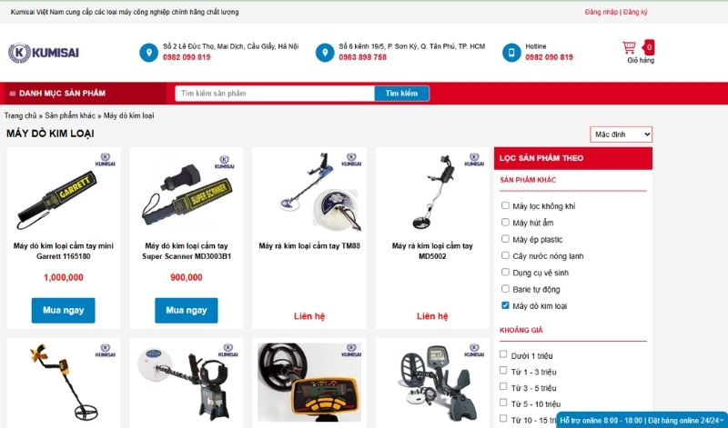 Kumisai Việt Nam - Phân phối các loại máy dò kim loại 